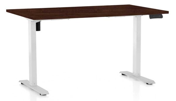 Výškově nastavitelný stůl OfficeTech B, 120 x 80 cm, bílá podnož, wenge