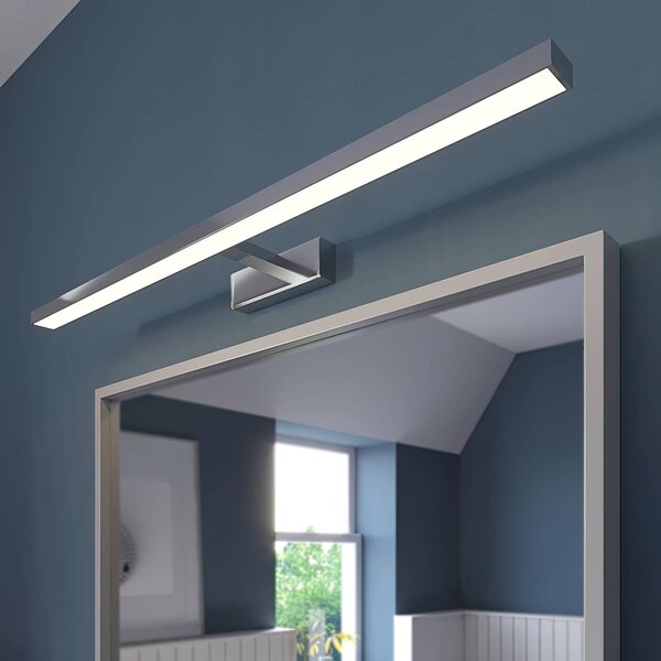 Lindby LED zrcadlové světlo Jukka, 90 cm, chrom, kov, IP44, Chrom / stříbro, Koupelna, Hliník, Moderní