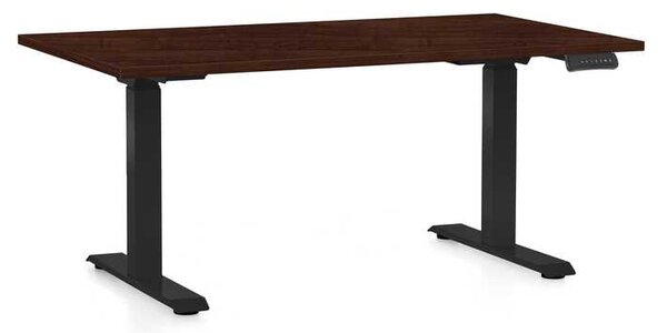 Výškově nastavitelný stůl OfficeTech C, 120 x 80 cm, černá podnož, wenge