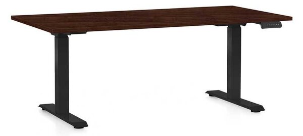 Výškově nastavitelný stůl OfficeTech C, 160 x 80 cm, černá podnož, wenge