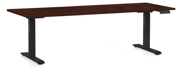 Výškově nastavitelný stůl OfficeTech C, 200 x 80 cm, černá podnož, wenge