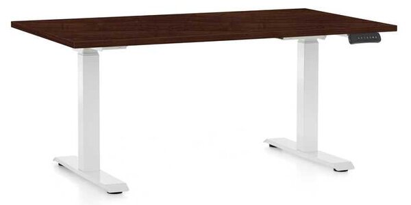 Výškově nastavitelný stůl OfficeTech C, 120 x 80 cm, bílá podnož, wenge