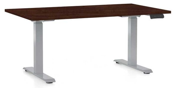 Výškově nastavitelný stůl OfficeTech D, 120 x 80 cm, šedá podnož, wenge