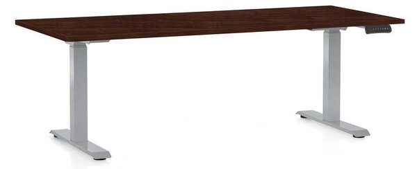 Výškově nastavitelný stůl OfficeTech D, 180 x 80 cm, šedá podnož, wenge
