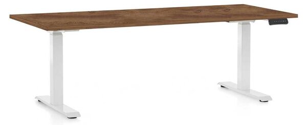 Výškově nastavitelný stůl OfficeTech C, 180 x 80 cm, bílá podnož, dub silverjack