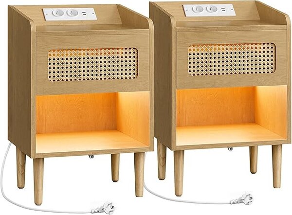 Set dvou nočních stolků s LED osvětlením LET817Y02 (2ks)