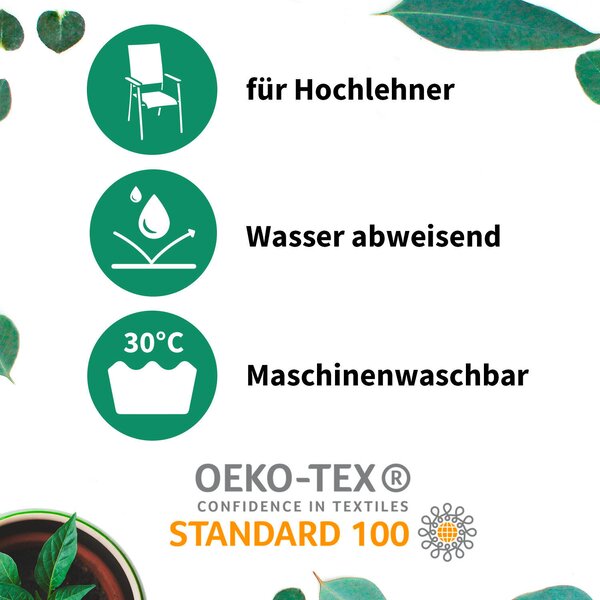 SADA POLSTRŮ NA ŽIDLI 4 ks, 118/50/6 cm Gardenson - Online Only zahradní nábytek, Online Only