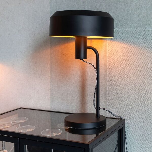 White Label Černá kovová stolní lampa WLL LANDON