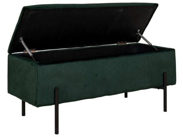 Nordic Living Tmavě zelená sametová lavice Wilfred 95 cm