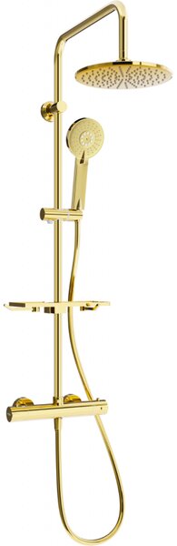 Mexen KT40 nástěnný sprchový set s dešťovou sprchou a termostatickou baterií, zlatý - 771504093-50