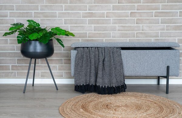 Nordic Living Světle šedá látková lavice Wilfred 95 cm