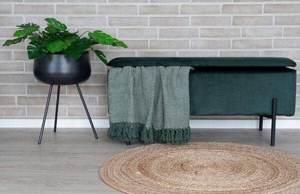 Nordic Living Tmavě zelená sametová lavice Wilfred 95 cm