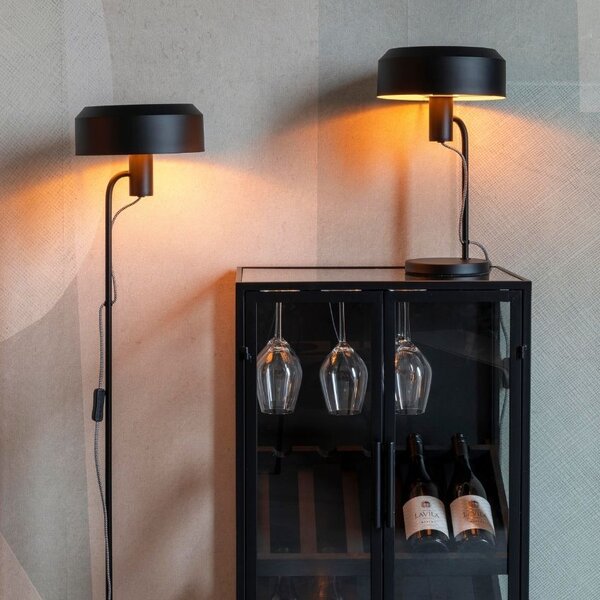 White Label Černá kovová stolní lampa WLL LANDON