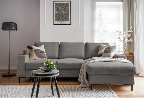 Šedá manšestrová rozkládací rohová pohovka (pravý roh) Lofty Lilly – Miuform
