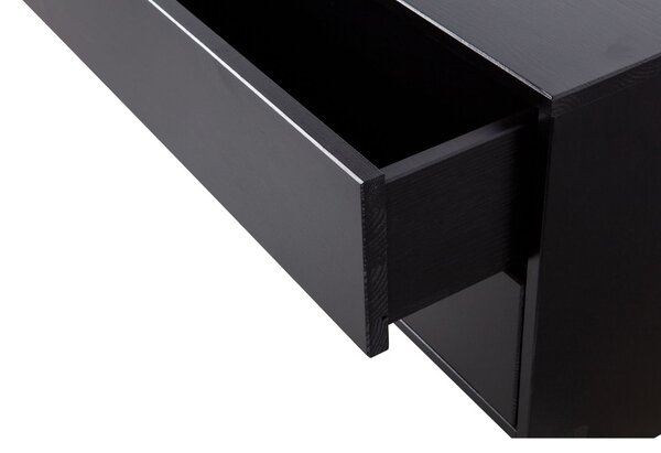 WOOOD Černý borovicový TV stolek Frederica 75 x 39,5 cm