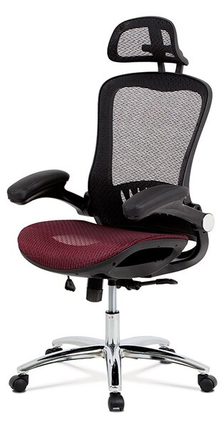 Kancelářská židle s podhlavníkem KA-A185 RED síťovina červená/černá