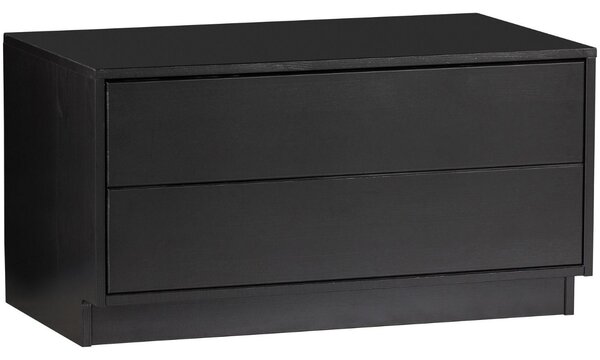 WOOOD Černý borovicový TV stolek Frederica 75 x 39,5 cm