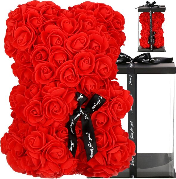 Medvídek z růží 30 cm, červený SPRINGOS ROSE BEAR