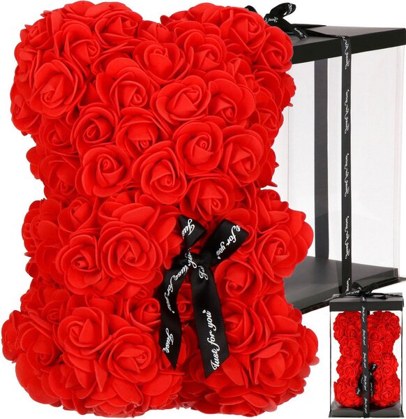 Medvídek z růží 30 cm, červený SPRINGOS ROSE BEAR