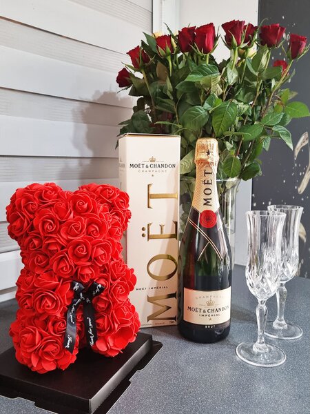 Medvídek z růží 30 cm, červený SPRINGOS ROSE BEAR