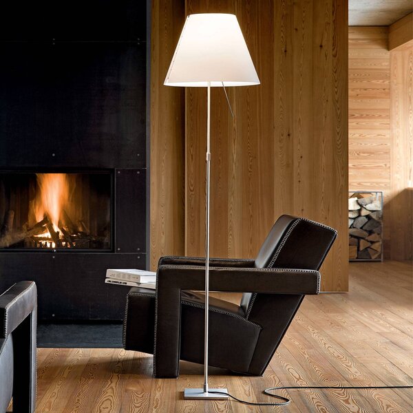 Luceplan Costanza stojací lampa D13ti, hliník/bílá, Bílá / opál, Obývací pokoj / jídelna, Hliník, Design