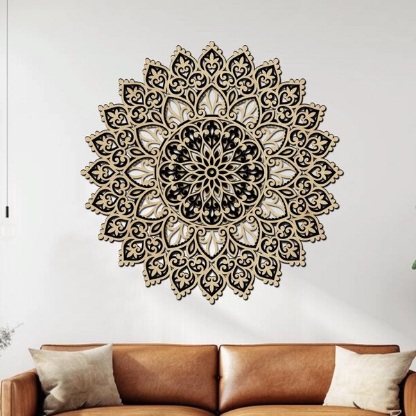 3 vrstvá mandala HARMONIE DUŠE | Rozměry (cm): 40x40 | Zvolte barevný dekor: dub zlatý-černá