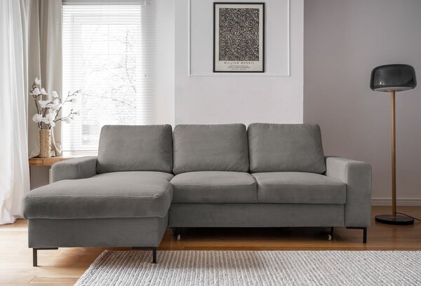 Šedá manšestrová rozkládací rohová pohovka (levý roh) Lofty Lilly – Miuform