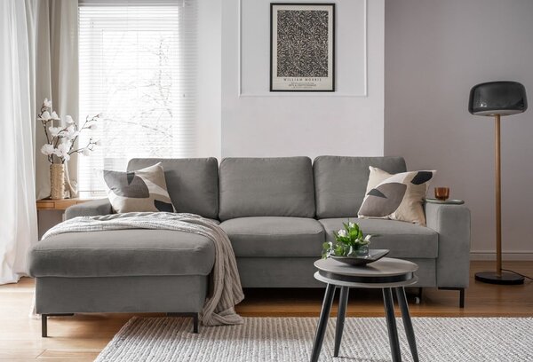 Šedá manšestrová rozkládací rohová pohovka (levý roh) Lofty Lilly – Miuform