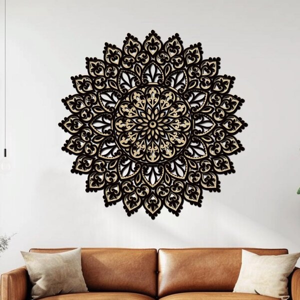 3 vrstvá mandala HARMONIE DUŠE | Rozměry (cm): 40x40 | Zvolte barevný dekor: dub zlatý-černá