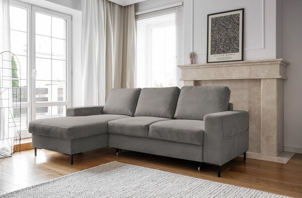 Šedá manšestrová rozkládací rohová pohovka (levý roh) Lofty Lilly – Miuform