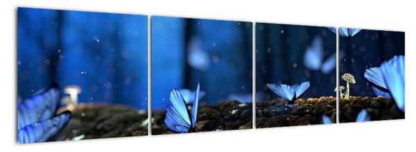 Obraz - modří motýli (160x40cm)