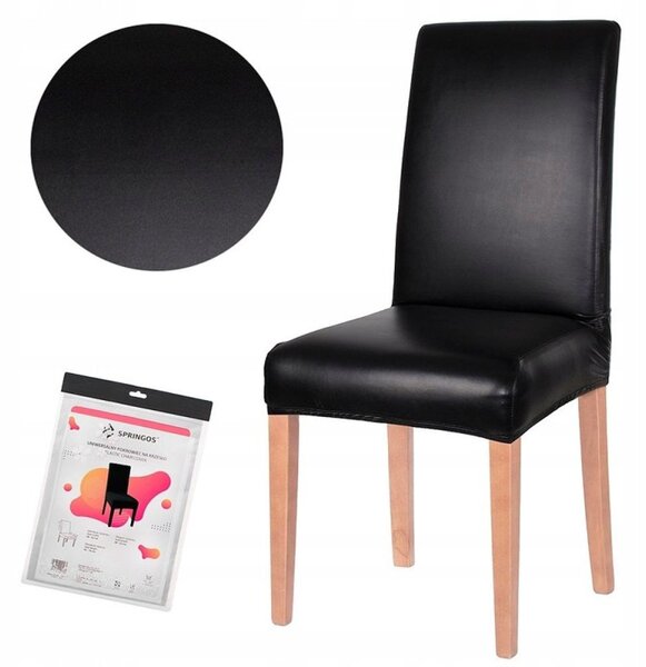Potah na židli elastický, černý, imitace kůže SPRINGOS SPANDEX