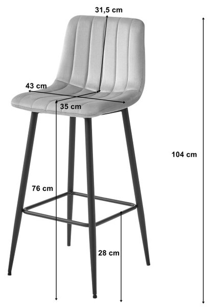 Set dvou barových židlí POZZA sametové tmavobéžové (černé nohy) 2 ks