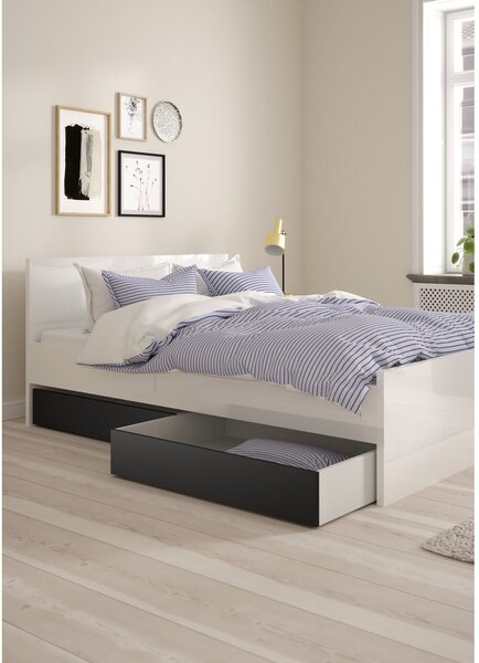 Černé šuplíky pod postel v sadě 2 ks 90x190/140x190 cm Naia – Tvilum