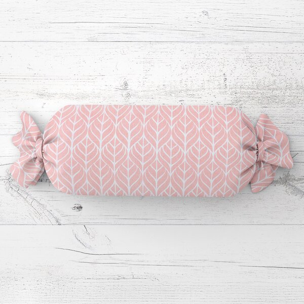 Biante Polštář válec bonbon Sandra SA-211 Listy na starorůžovém 15x40 cm