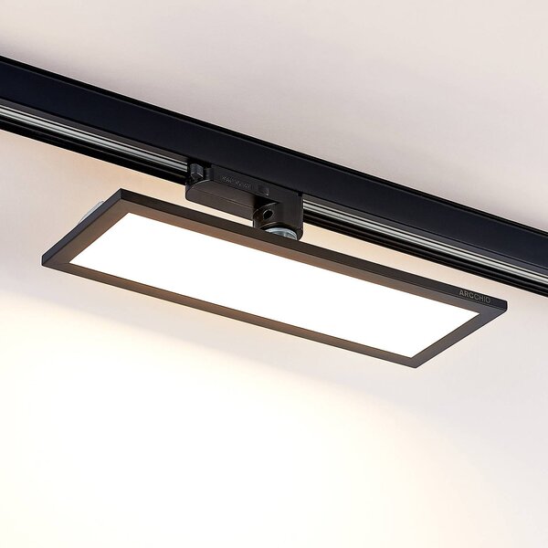 Arcchio Hairis 3-fázový LED panel, 30 cm, černý, 3000 K, Černá, Pracovna / kancelář, Plast, Moderní