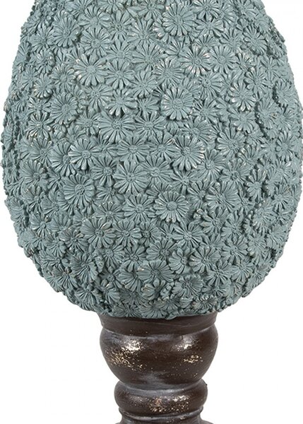 Velikonoční dekorace vajíčko z modrých květů na podstavci - Ø 16*34 cm - Clayre & Eef