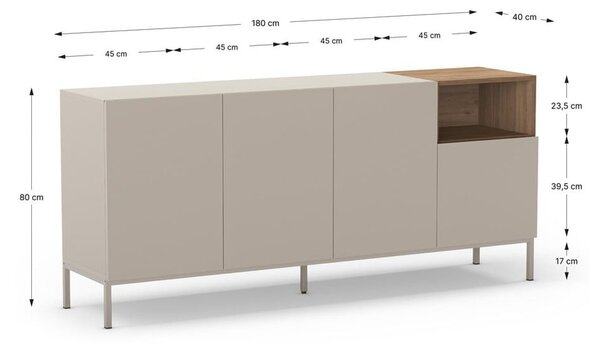 Komoda v přírodní barvě 180x80 cm Cailin – Marckeric