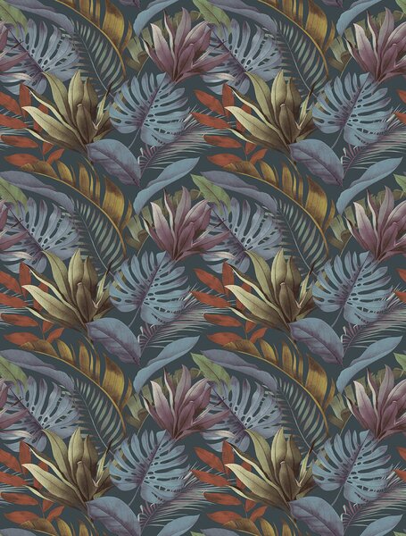Vliesová obrazová tapeta na zeď, modro-hnědá, listy, FW4059-5, Feature Walls, Decoprint