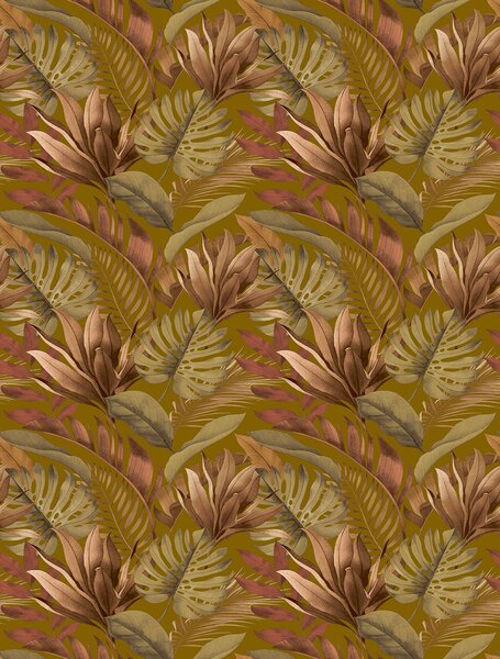 Vliesová obrazová tapeta na zeď, hnědá, listy, FW4059-3, Feature Walls, Decoprint