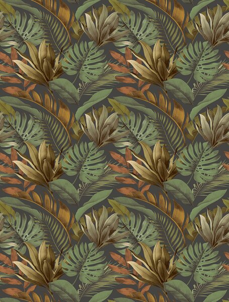 Vliesová obrazová tapeta na zeď, zeleno-hnědá, listy, FW4059-2, Feature Walls, Decoprint