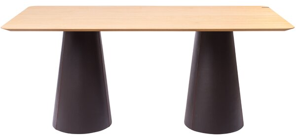 Dubový jídelní stůl Marco Barotti 180 x 90 cm s koženou podnoží
