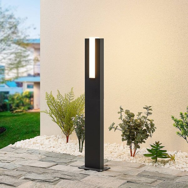 Lucande LED osvětlení cesty Virgalia, 65 cm, IP65, antracitová barva, Černá, Hliník, Moderní