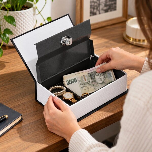 Trezor kniha 24x16x5,5 cm SPRINGOS HA5046 Safebook M černý