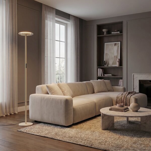 Stojací Lampa Arcchio, Frile, stmívatelné, Béžová, Obývací pokoj, Hliník, Moderní