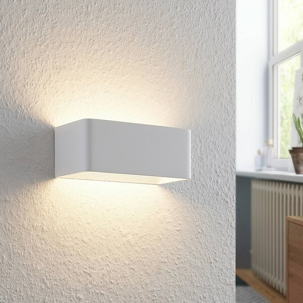 Arcchio LED nástěnné svítidlo Karam, 20 cm, bílé, kov, nahoru/dolů, Bílá / opál, Obývací pokoj / jídelna, Hliník, Moderní