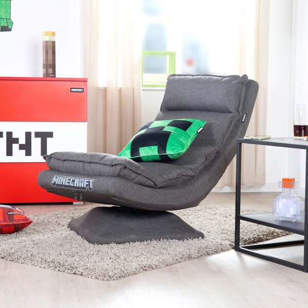 HERNÍ ŽIDLE, tkaná látka, šedá Minecraft - Herní židle