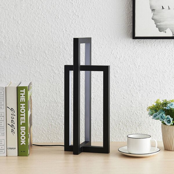 Lucande Stolní lampa LED Hylda, výška 42 cm, černá, hliník, stmívatelný, Černá, Obývací pokoj / jídelna, Hliník, Moderní