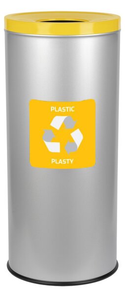 Alda Koš na tříděný odpad Eko 45 l, žluté víko - plasty, lakovaná ocel, šedá