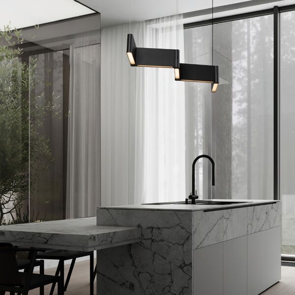 Nova Luce Černé kovové závěsné LED světlo Flusso 124 cm